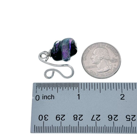 Vintage Silver Tone Abstract Dichroic Glass Pendant - Picture 3 of 4